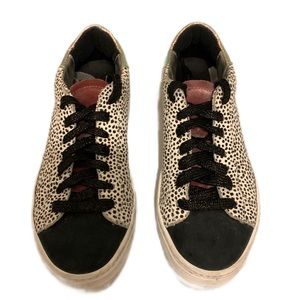 P448 SZ 5.5 “You Can Surf Later” Low Top Polka Dot Animal Print Sneakers